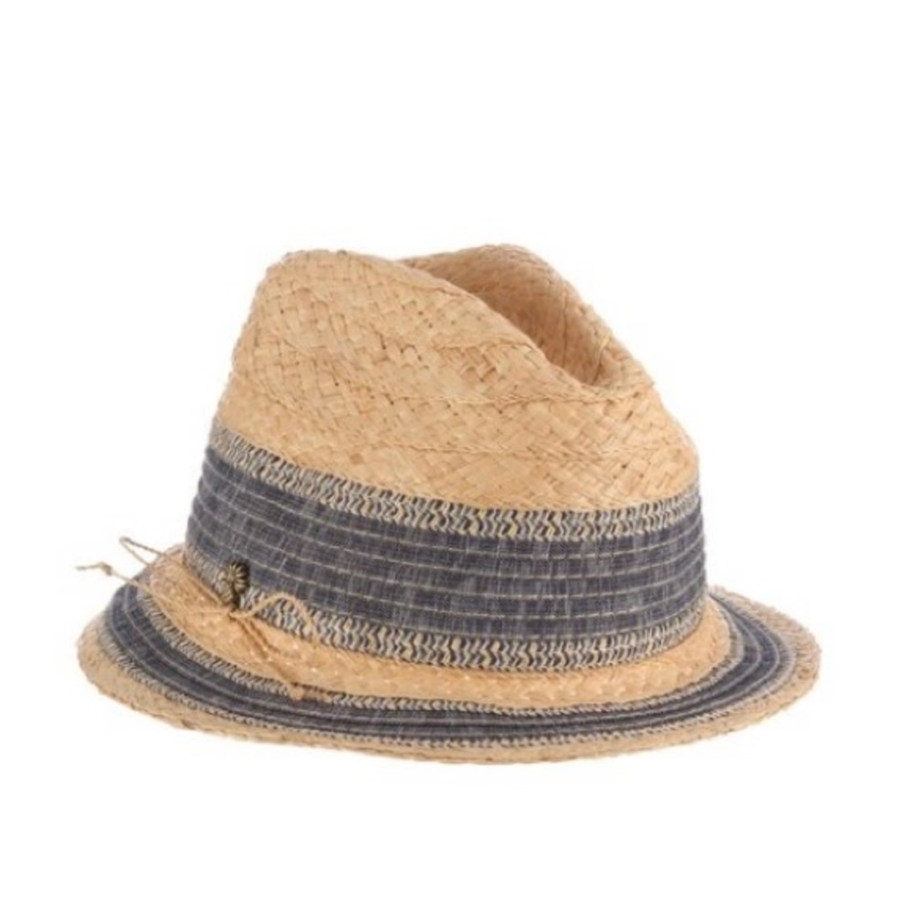 TOMMY BAHAMA Fedora Hat in Natural Straw & Denim